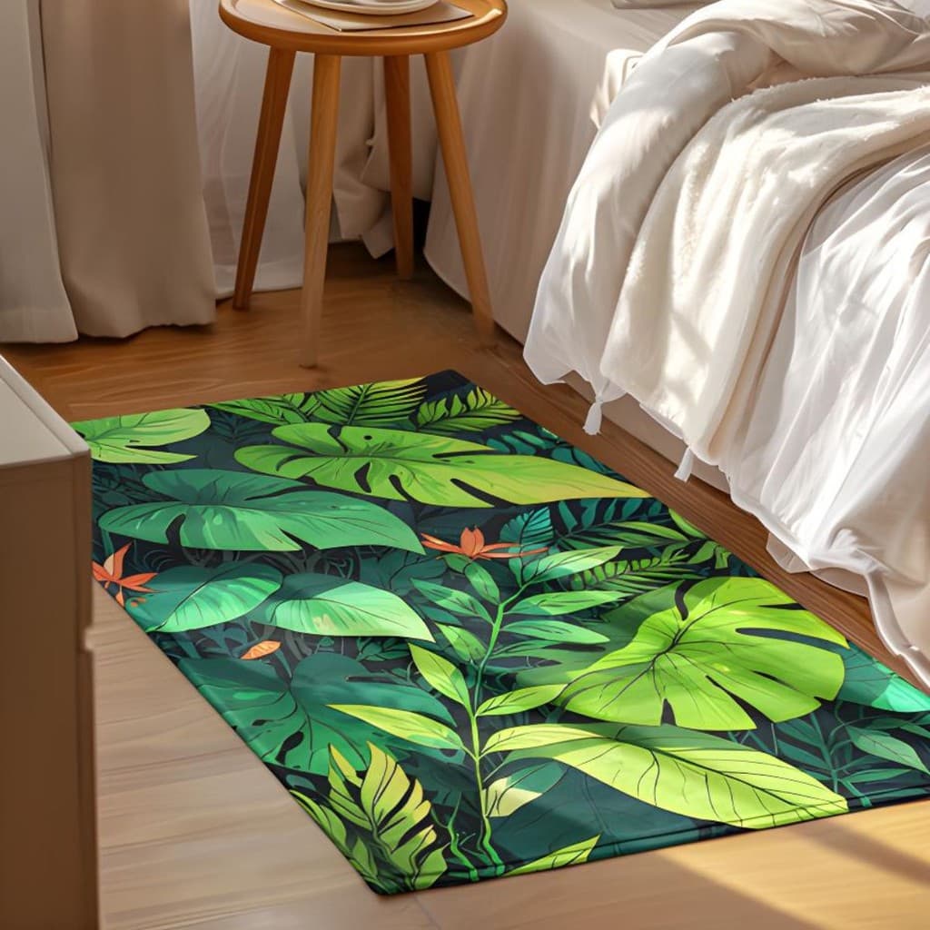 Tapete Decorativo Plantas 118x70cm Antiderrapante Sala, Quarto e Escritório