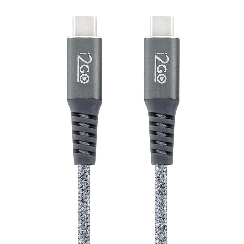 Cabo Carregador USB-C para USB-C i2GO 2m 3A 60W Carregamento Super Rápido Nylon Trançado Reforçado Chumbo