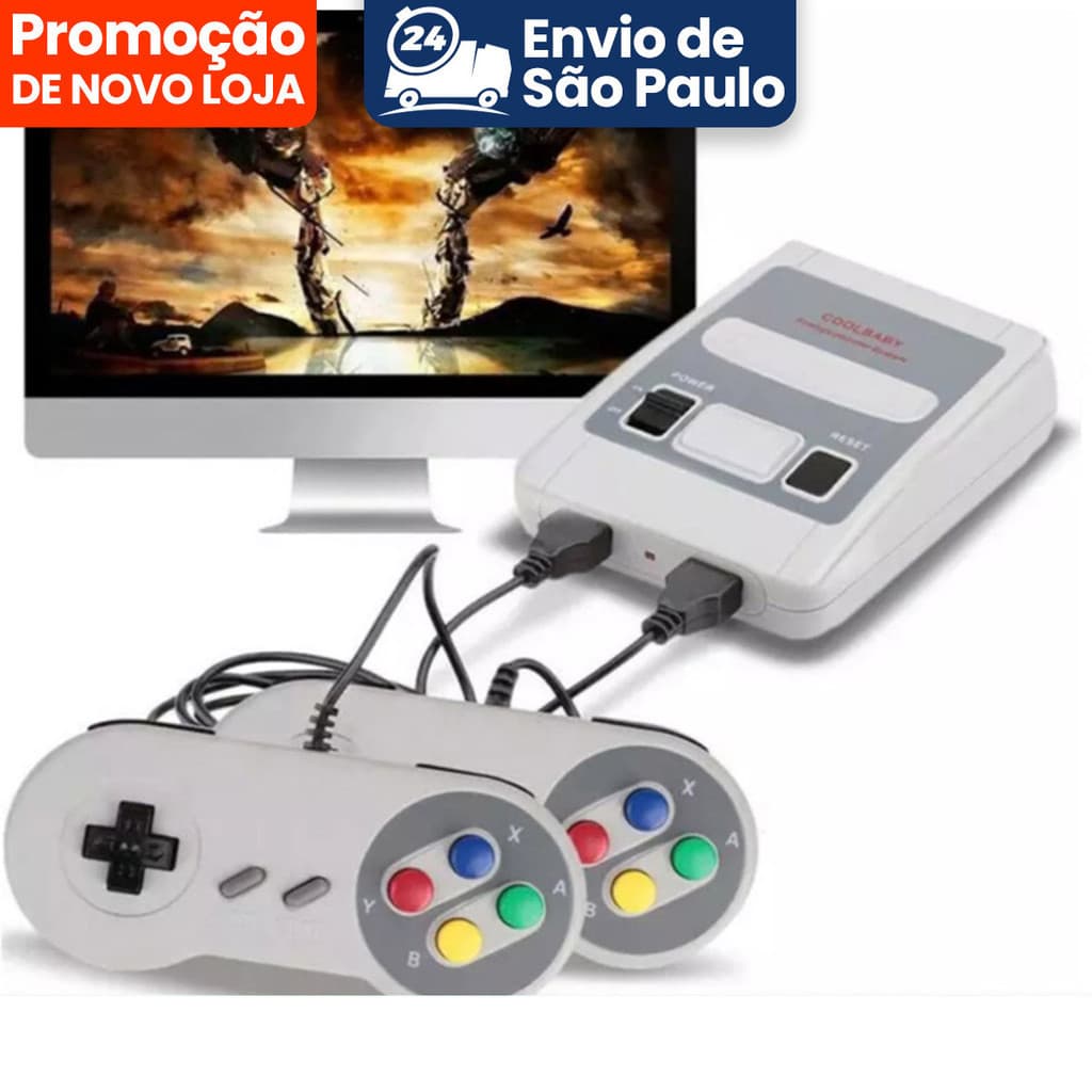 Videogame Classic Super Nintendo Mini SNES Com 2 Controles 8 Bits 620 Jogos Original