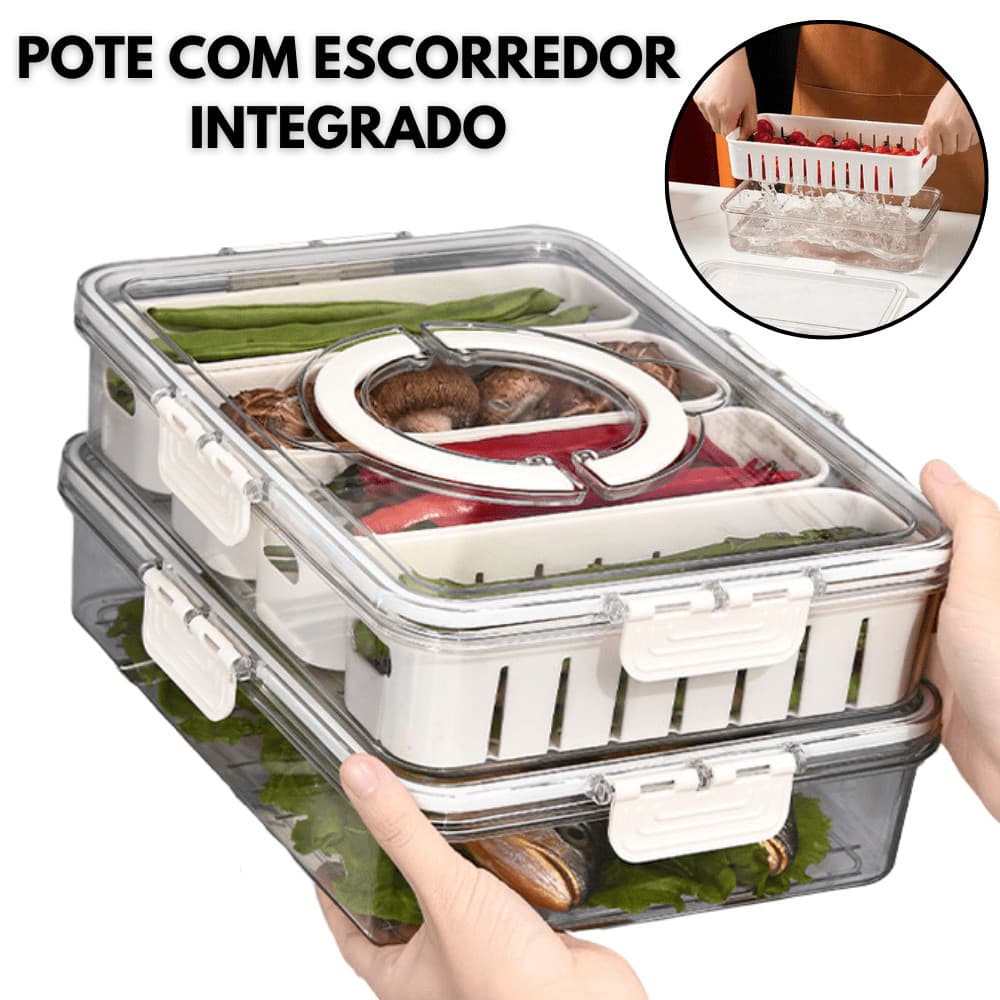 Potes Hermeticos De Acrilico Organizador De Geladeira Kit Escorredor Multiuso Transparente Cesto De Cozinha Alimentos Carnes Legumes Verduras Vegetal