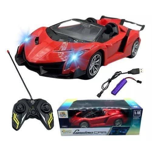 Brinquedo Carrinho Lamborghini Controle Remoto Recarregável  Acende Farol.VR