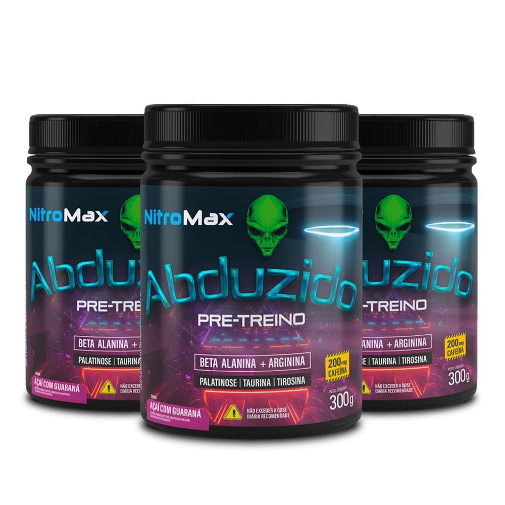 3x Abduzido Pre Treino Nitro Max Açai Com Guarana 300g