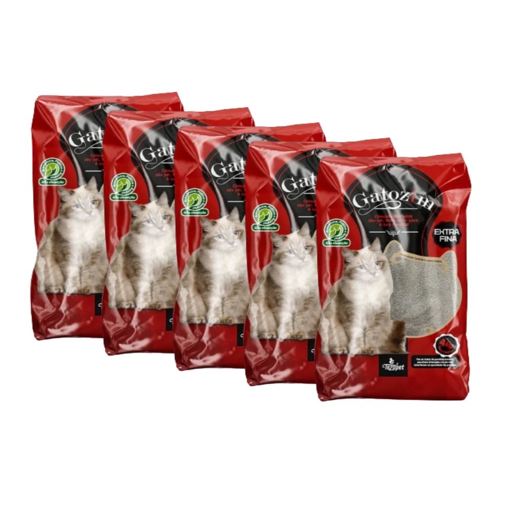Kit 5 Areia Sanitária Higiênica Gatozim Extra Fina 4kg Tezopet
