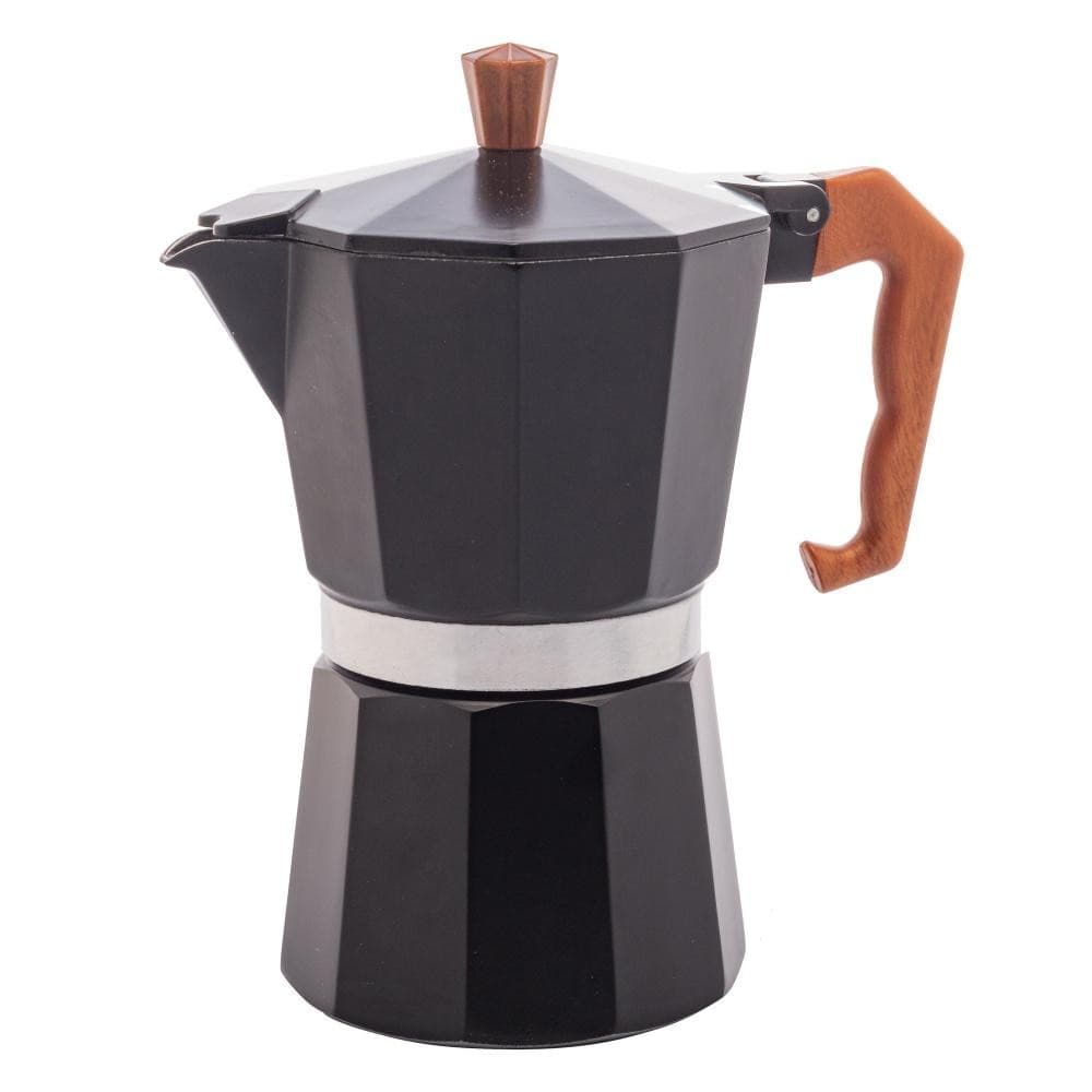 Cafeteira Italiana 300ml Alumínio Preta Fosca Wolff com Cabo Plástico para Café Expresso Uso Diário Cozinha Antitérmico