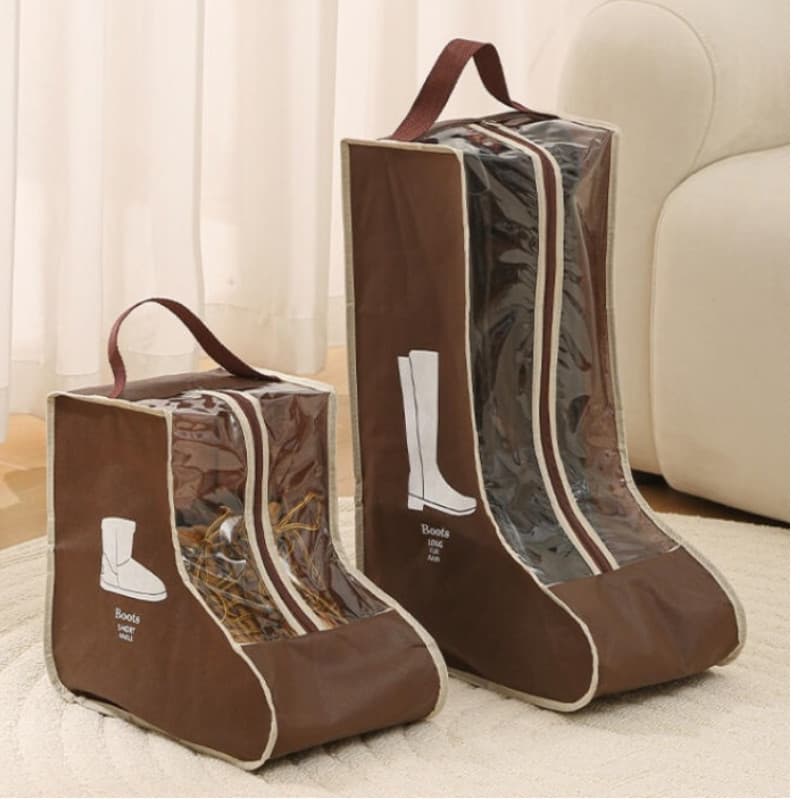 Saco De PVC + Não Tecido À Prova D'água Portátil De Viagem De Poeira Saltos Altos Botas Curtas Longas Com Zíper Transparente Umidade Ferramenta De Organização De Calçados Domésticos