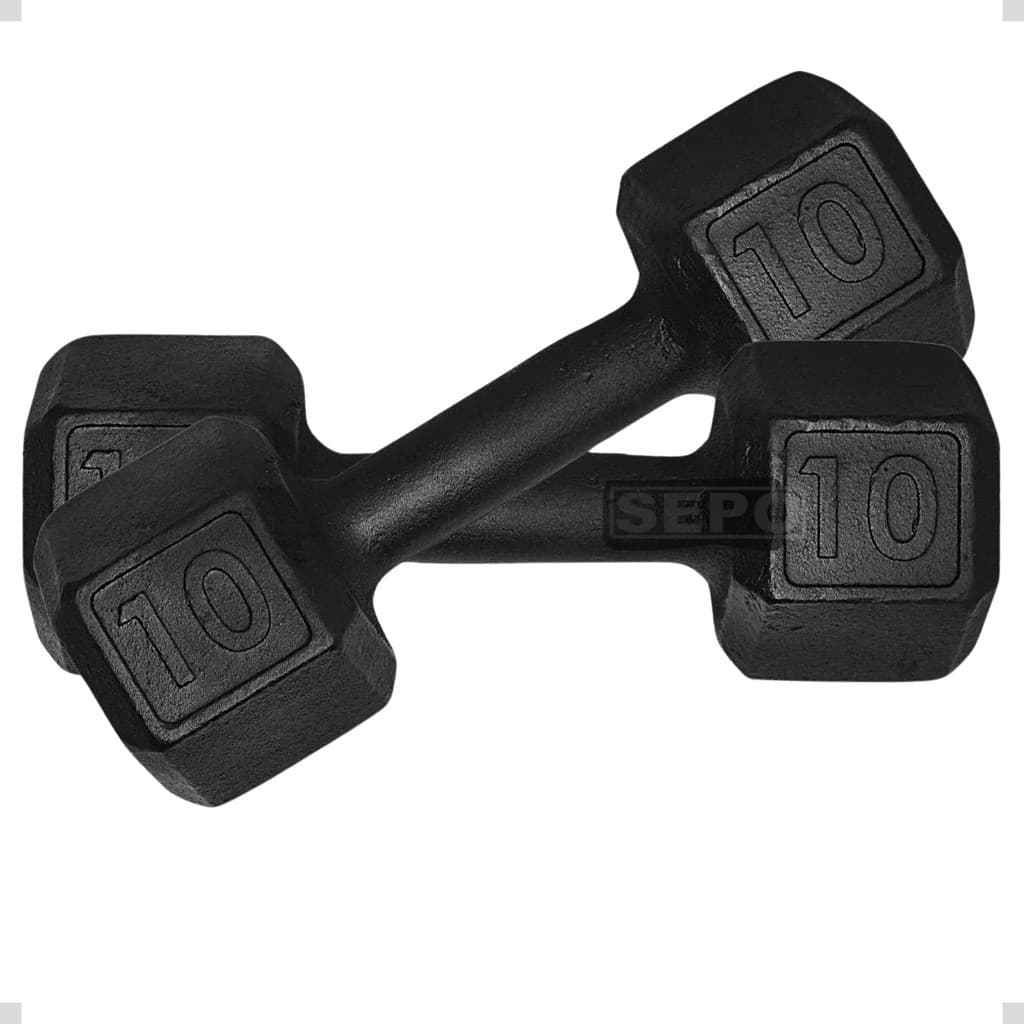 Par Halter 10 Kg Cada Sextavado Preto Ferro treino academia