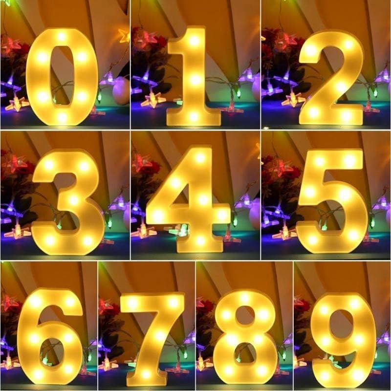 Numero Led Luminária 3D Decorativa Branco 16CM 0-9