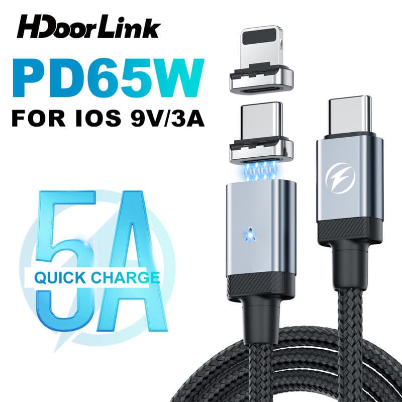 HdoorLink Cabo USB C Magnético Para Samsung Huawei PD 65W De Carregamento Rápido Carregador Xiaomi