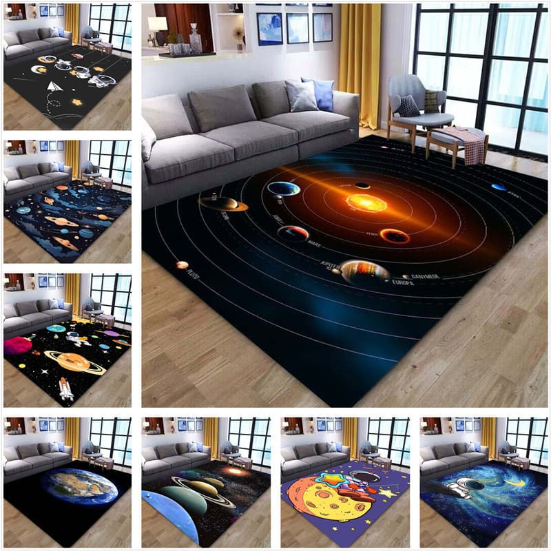 Astronautas , Planeta Espacial , Galáxia , Tapete Impresso 3D , Sala De Estar , Área Do Sofá De Piso Rastejante Para Crianças , Absorção De Água De Borda De Porta Doméstica E Antiderrapante 2