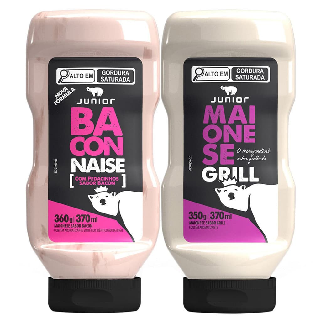 Maionese Junior Sabor Bacon e Grill Defumada Kit 2 Bisnagas