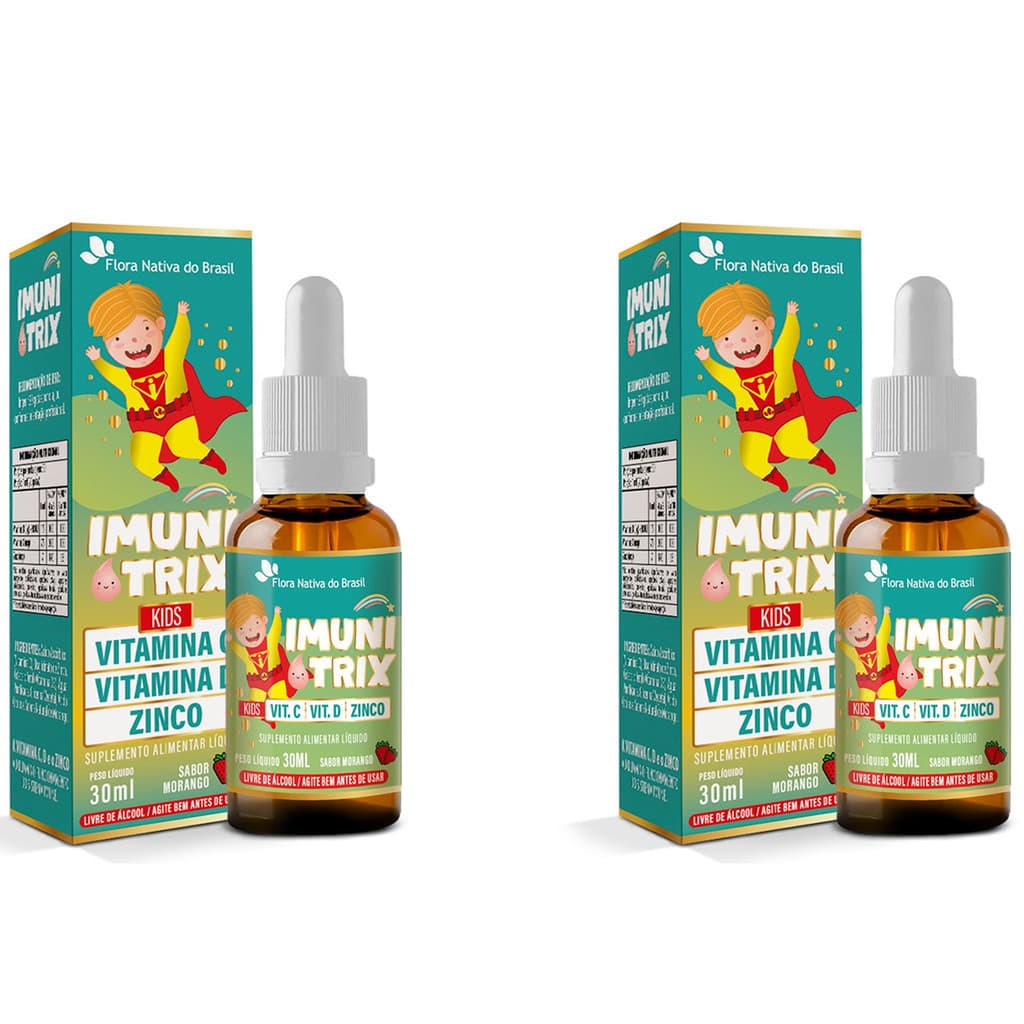Kit 2x ImuniTrix Kids - Vitamina C + Zinco + Vitamina D3  30ml - Flora nativa do brasil