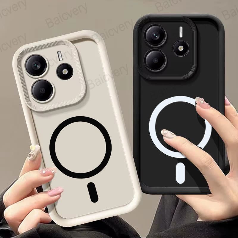 Invólucro Para Xiaomi Redmi Note 14 4G Com Adesivo Magnético Proteção De Borda Colorida Capa De TPU