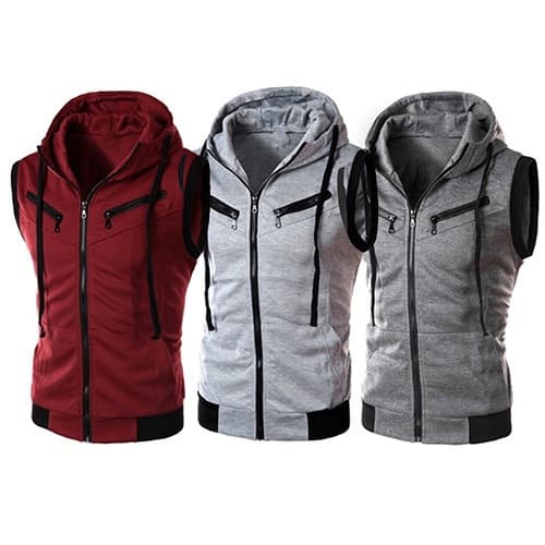 Colete Masculino Com Capuz / Zíper / Slim / Esportivo / Da Moda