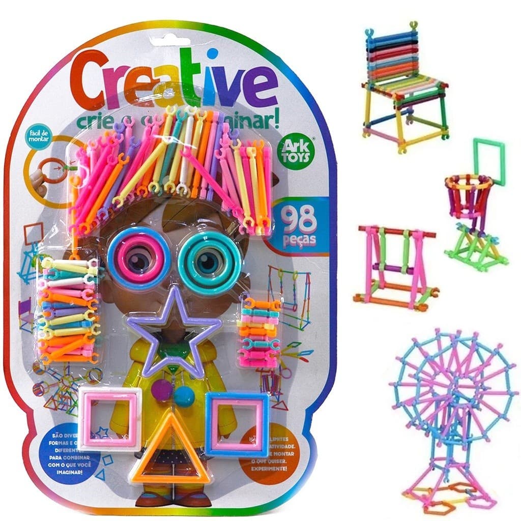 Brinquedo Educativo Montar Formas Blocos Educativo 98 Pcs