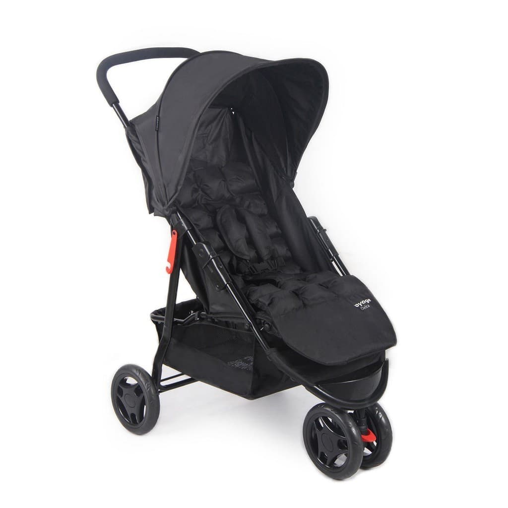 Carrinho de Bebê de Passeio Voyage Delta Reclinável Preto 0-15kg 3 Rodas