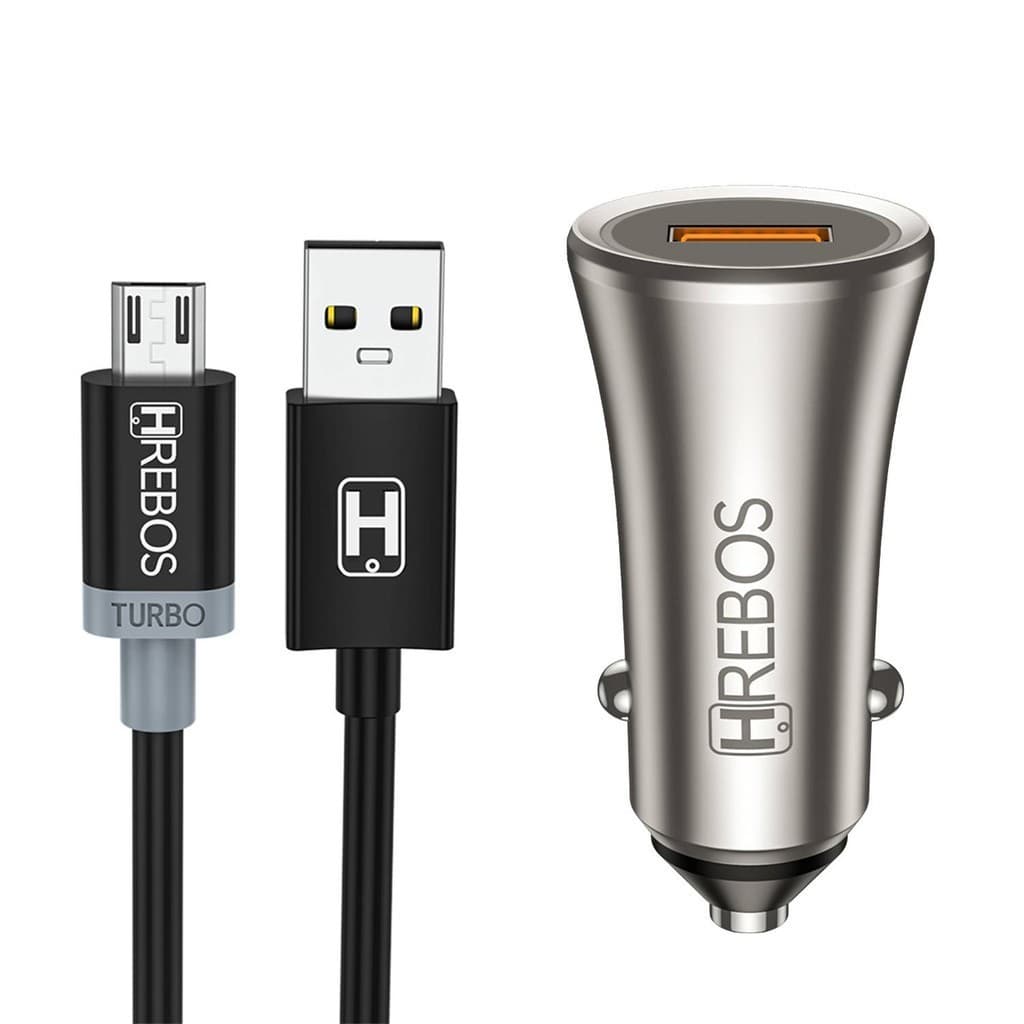 Carregador Veicular Carro Turbo 18w + Cabo Micro Usb V8 3.0a