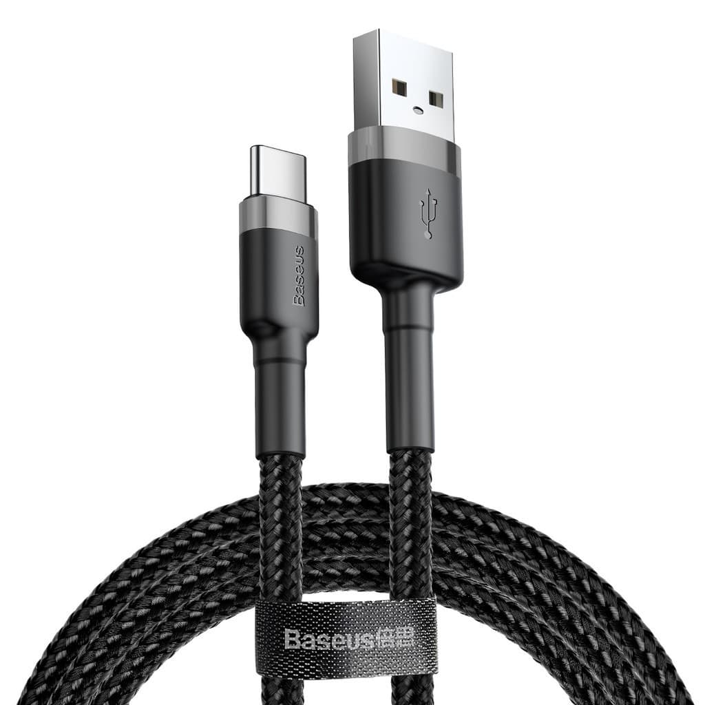 Baseus Cabo USB para Tipo-C Nylon 3A 1 Metro Cafule Carregamento Rápido iPhone 15 16 Android