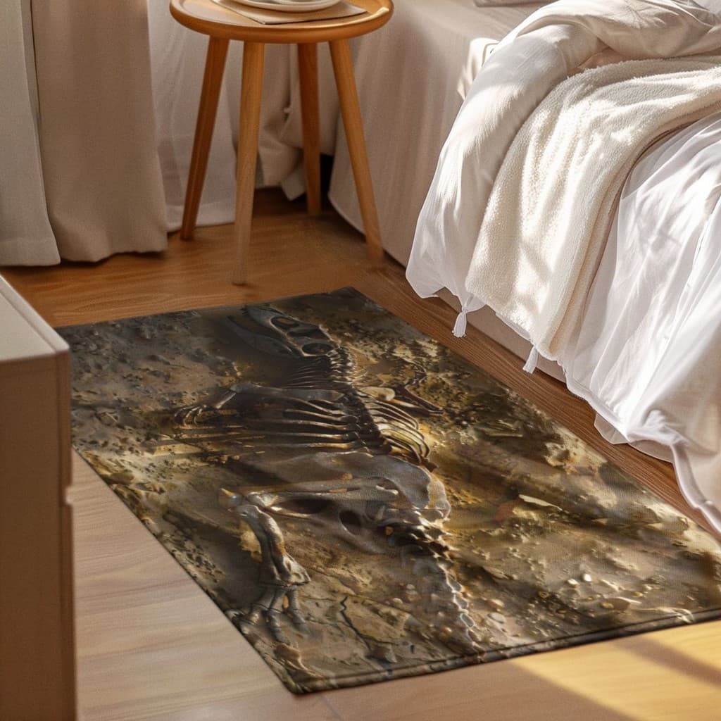 Tapete Decorativo Fóssil Dinossauro 118x70cm Antiderrapante Sala, Quarto e Escritório