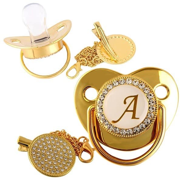 Baby Gold Carta Pacifier/Golden Mouth Toy Para Bebês/Teether De Silicone