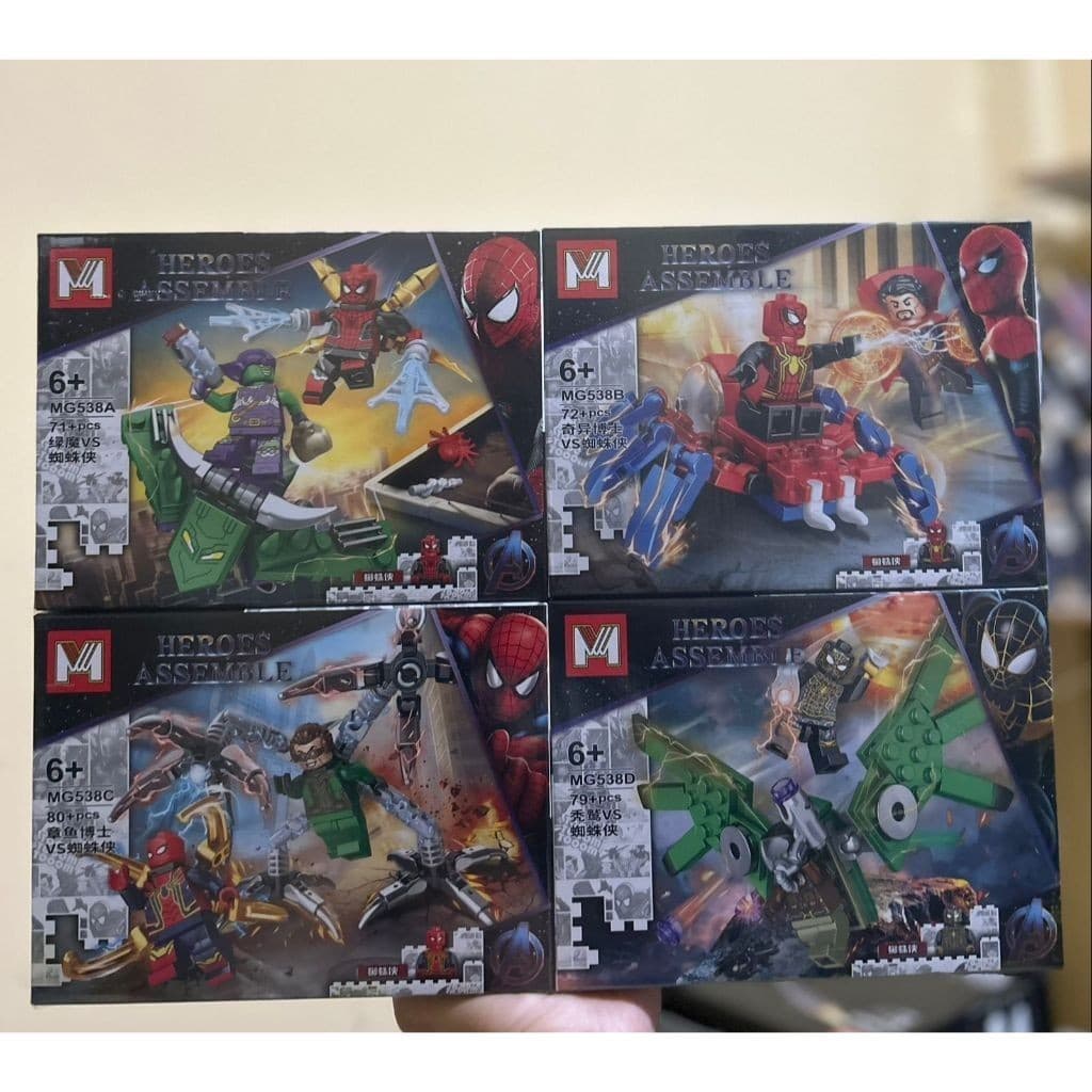 LEGO BLOCO DE MONTAR HOMEM ARANHA VERM/VERD ROBOS - ENVIO JÁ