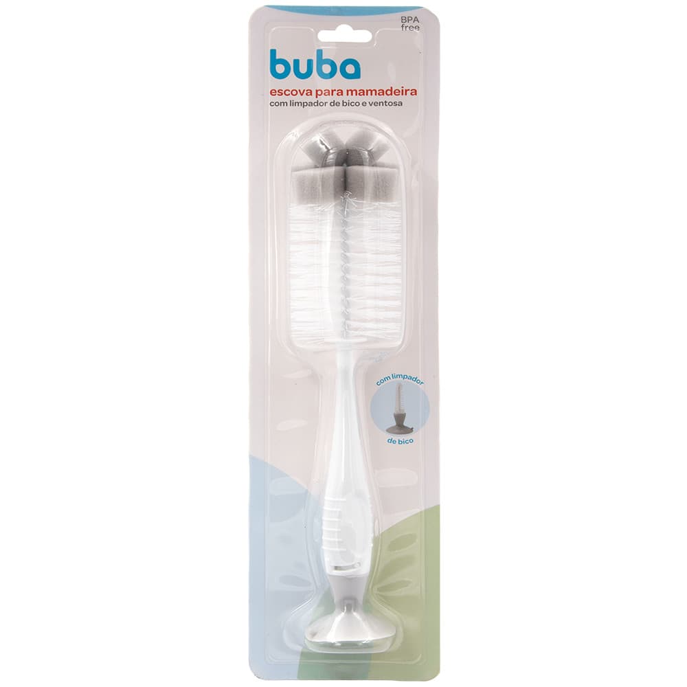 Escova Limpa Mamadeira e Bico COm ventosa Buba Escova de mamadeira com ventosa cinza