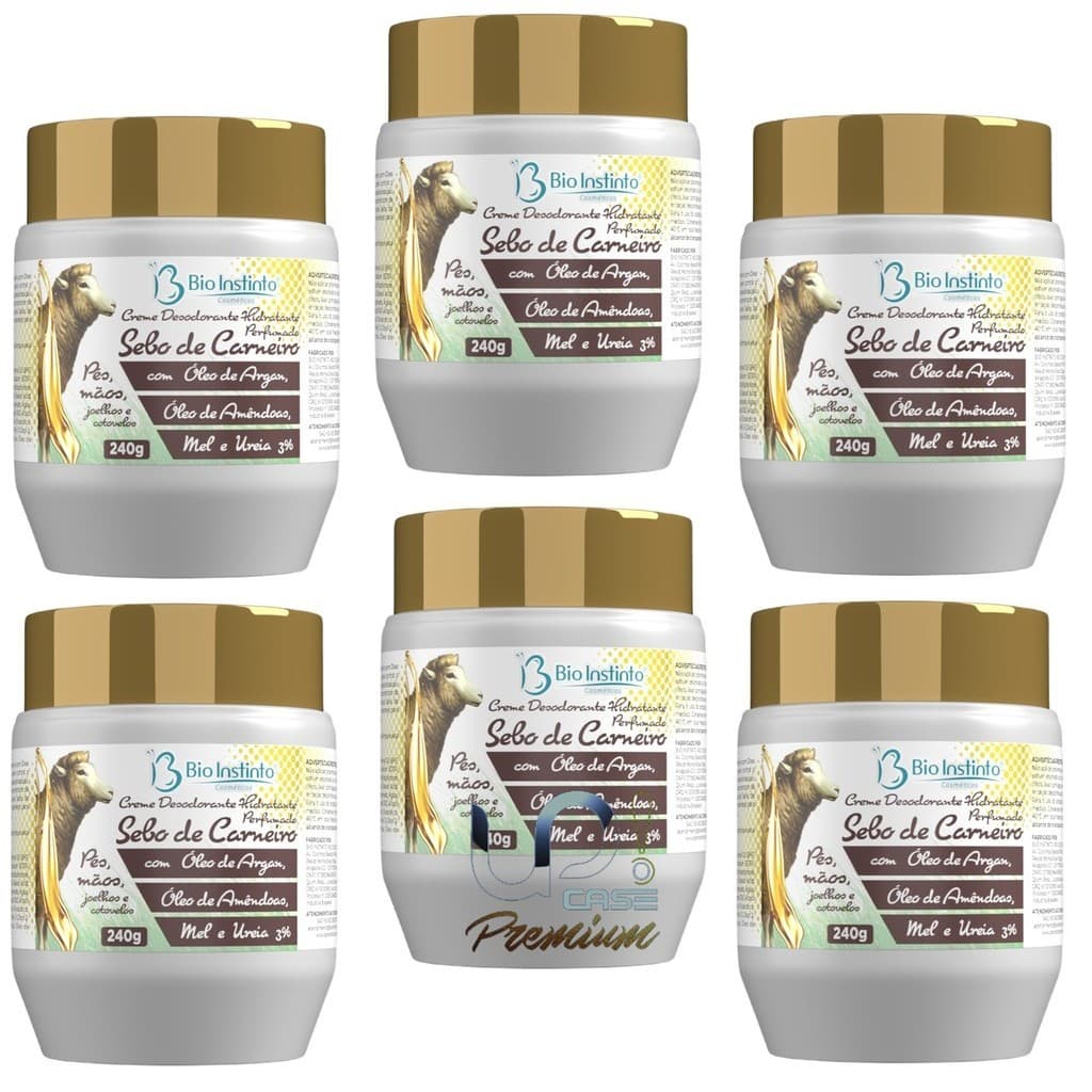 kit 6xCreme Sebo de Carneiro Com Óleo de Argan 240g