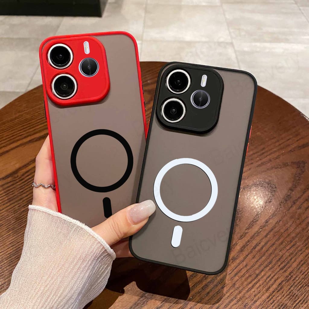 Xiaomi Redmi Note 14 5G 4G Capa Magnética Para Telefone Transparente Fosco TPU De Carregamento Sem Fio