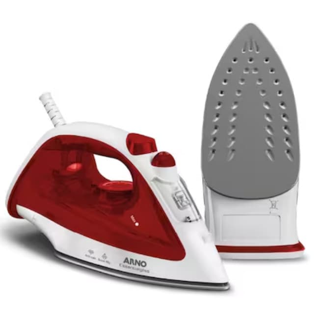 Ferro a Vapor 1100W Arno Antiaderente Vermelho Base Gliss 127V