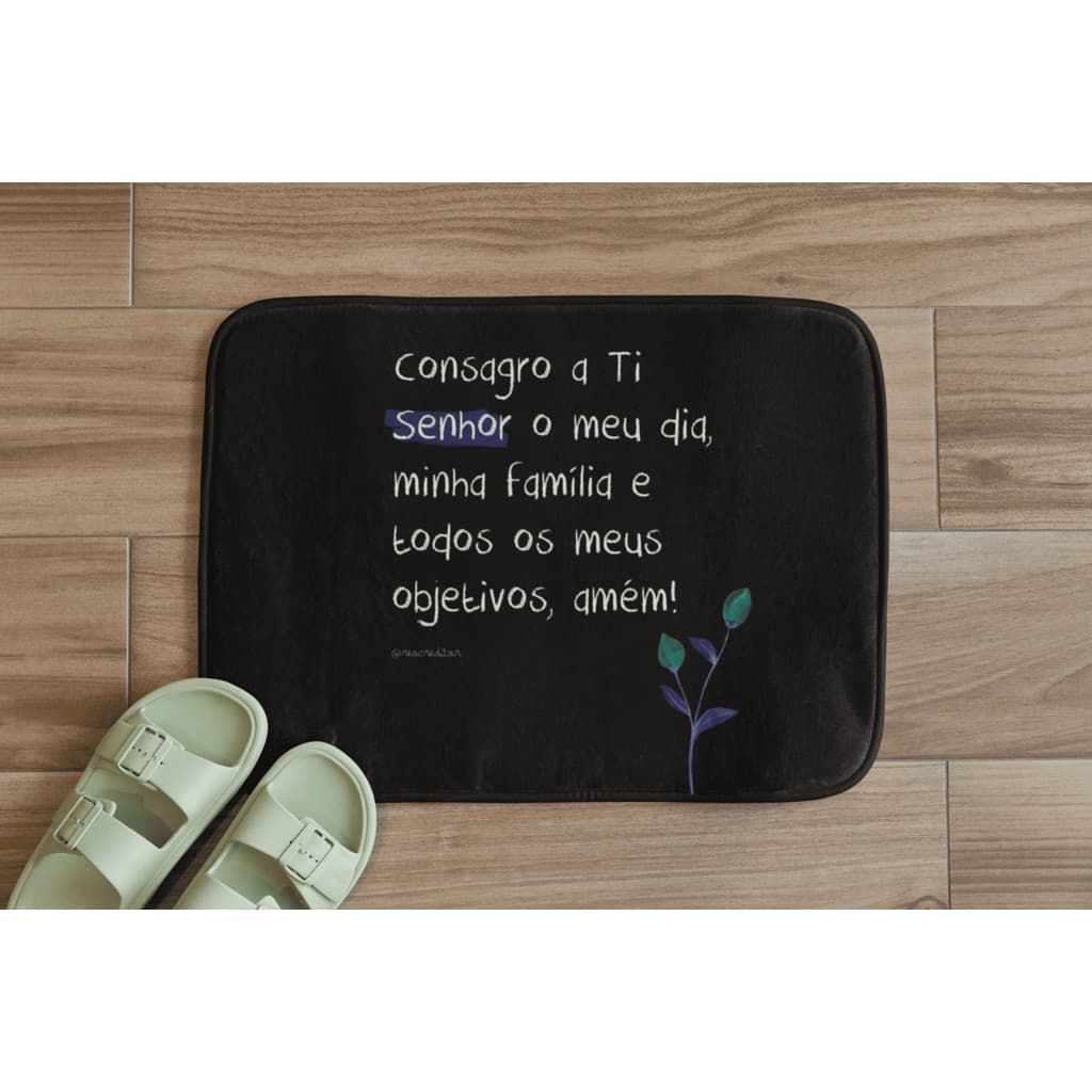 Tapete Para Sala E Entrada Antiderrapante Lavável 70x35 Consagro A Ti Senhor Provérbios 16:03