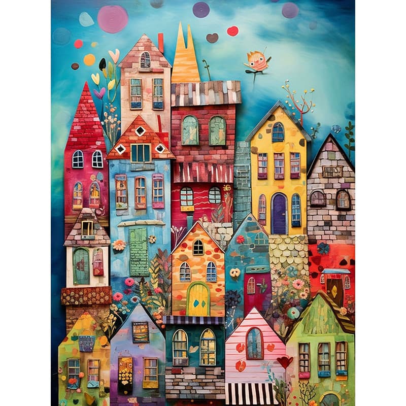 Pintura Com Diamantes Sem Moldura DIY 5D Arquitetura Abstrata , kit De Bordado De Arte Em Strass , Decoração De Parede De Escritório Casa Feita À Mão