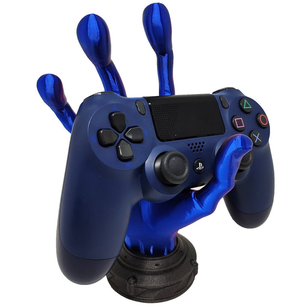 Mão Alienígena Suporte Controle Vídeo Game PS4 PS5 Xbox Bicolor Lilás e Azul