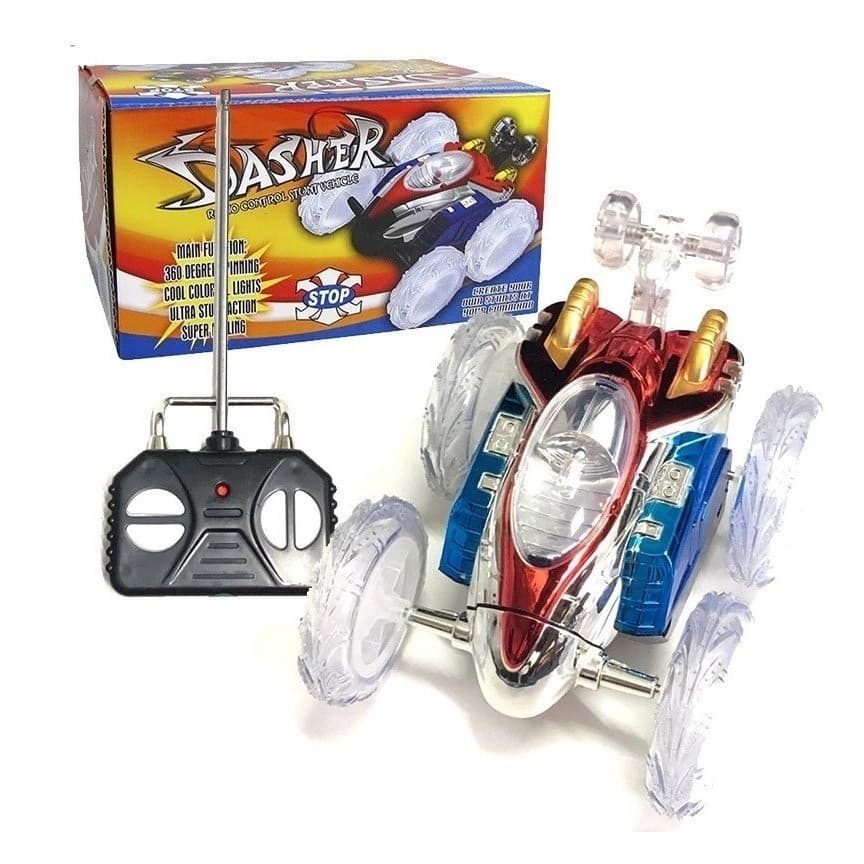 Brinquedo Infantil Carrinho de Controle Remoto Maluco Gira 360° Várias Manobras Com Luzes