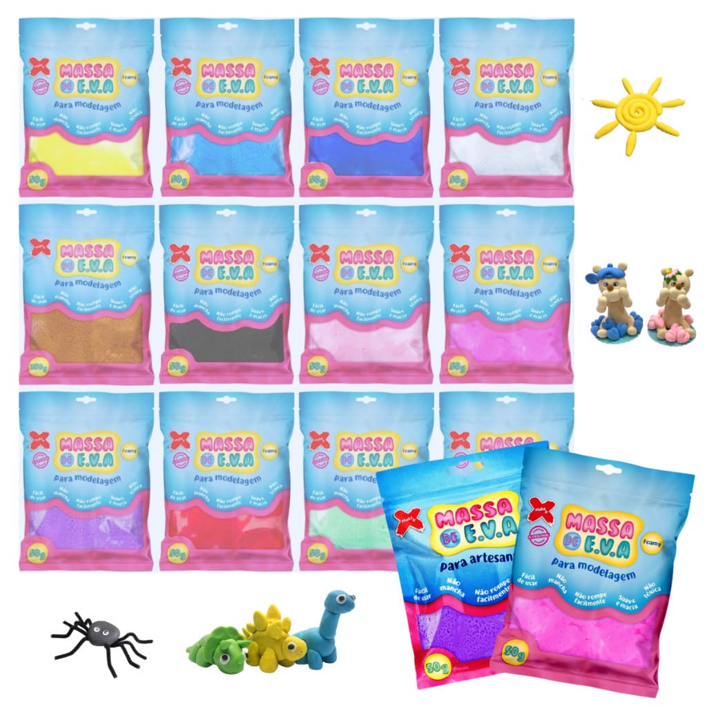 Massa De Eva Massinha Para Modelar Biscuit Arte  Não Toxica Pacote 50g Make+