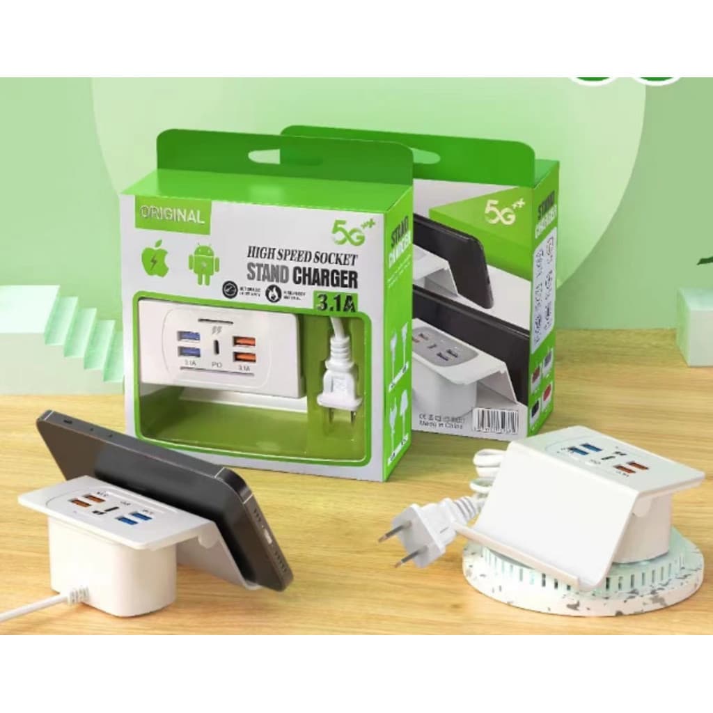 Carregador De Celular Turbo Dock Station Usb Tipo C Suporte Rápido Com Suporte Para Vários Celulares 4 Portas USb
