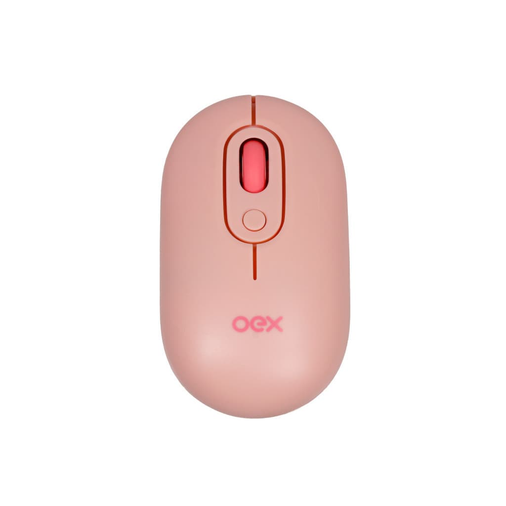 Mouse Bluetooth Sem Fio Wireless Rosa Retro Feminino Ergonômico OEX MS604