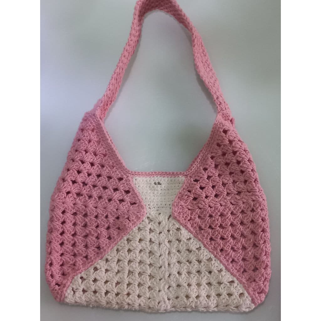 bolsa feminina crochê de ombro estilo sacola para passeio praia croche em barbante bolsa bicolor