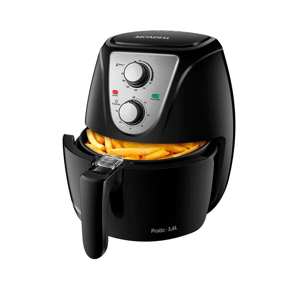 Fritadeira Elétrica Air Fryer Sem Óleo Antiaderente 3,6 Litros AF-36-BI 220V 1500W Preta Mondial