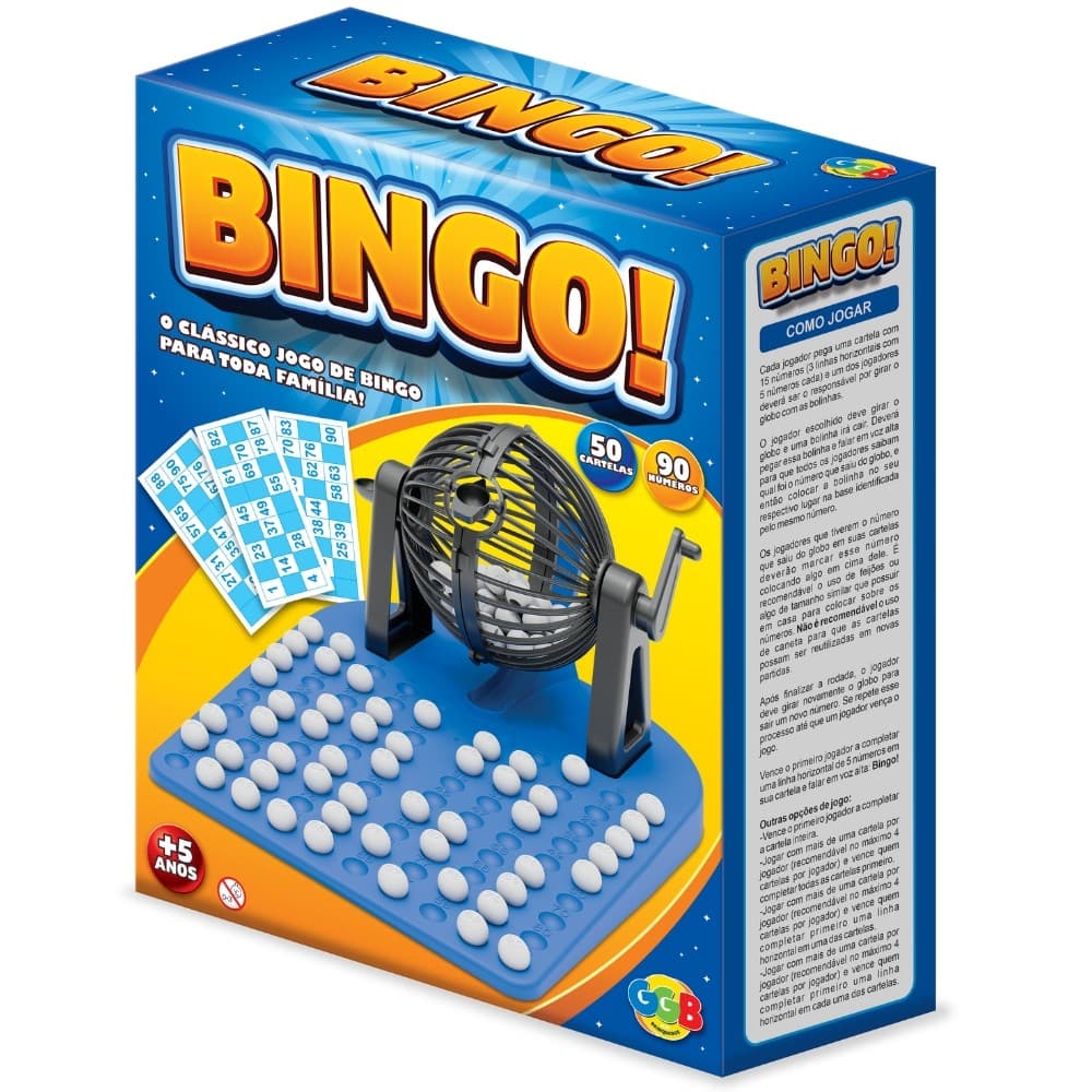 JOGO BINGO 90 NÚMEROS 50 CARTELAS GGB BRINQUEDOS FAMÍLIA CRIANÇA GLOBO BOLINHA MESA SORTEIO CLÁSSICO