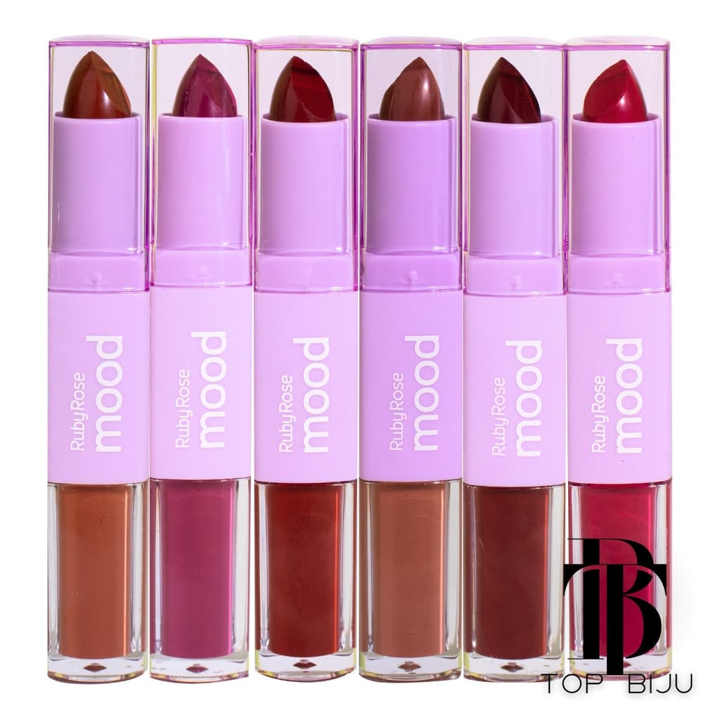Batom Duo Mood 2 em 1 Batom Líquido Matte e Batom em Bastão Soft - Ruby Rose