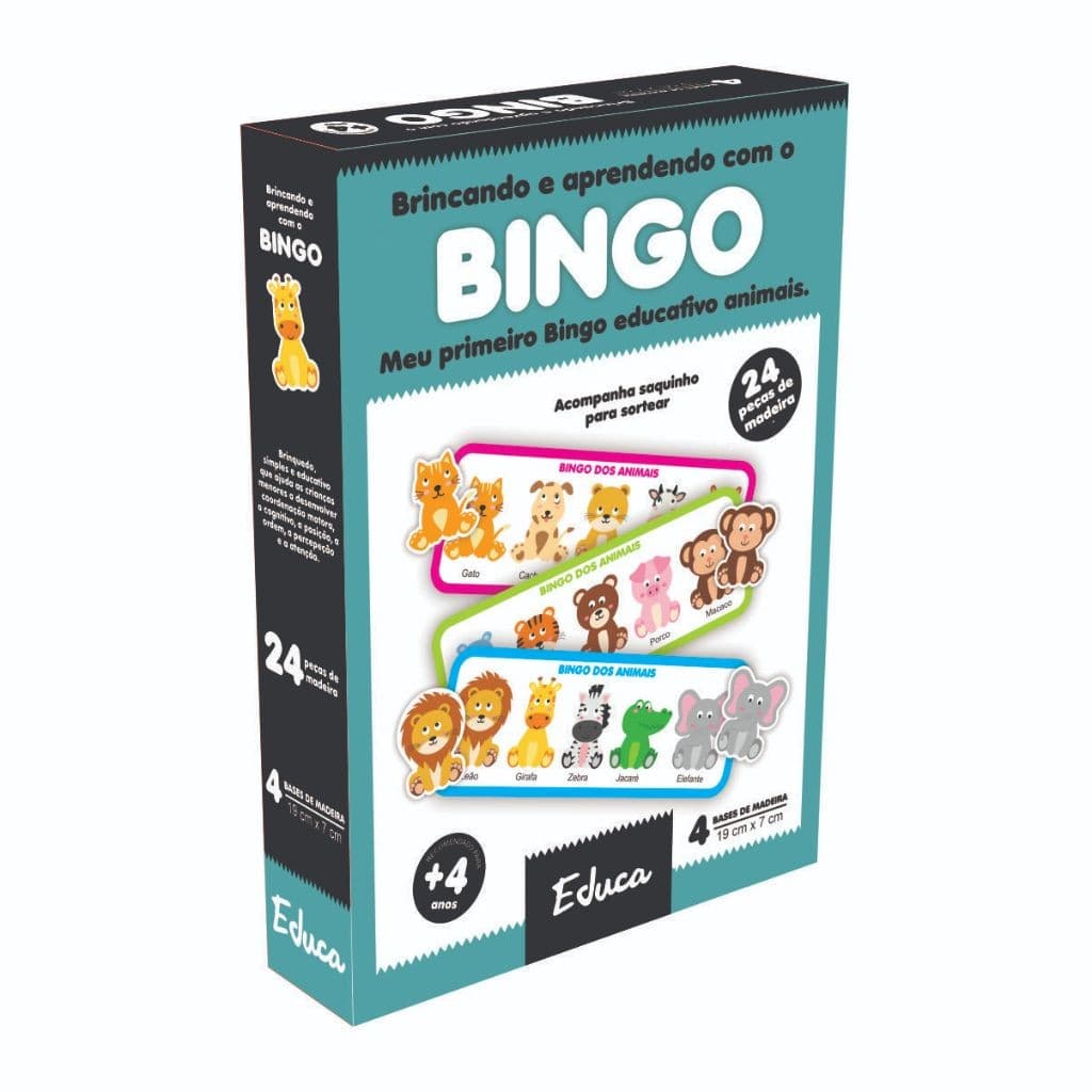 Jogo Bingo Dos Bichos Animais Brinquedo Educativo Madeira Educativo Montessori Escolar Educadidática
