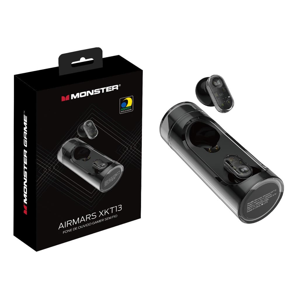 Monster-V5.3 Auricular Bluetooth sem fio, Fones De Som XKT13 HIFI, Fones De Espera Longa, Concha Transparente