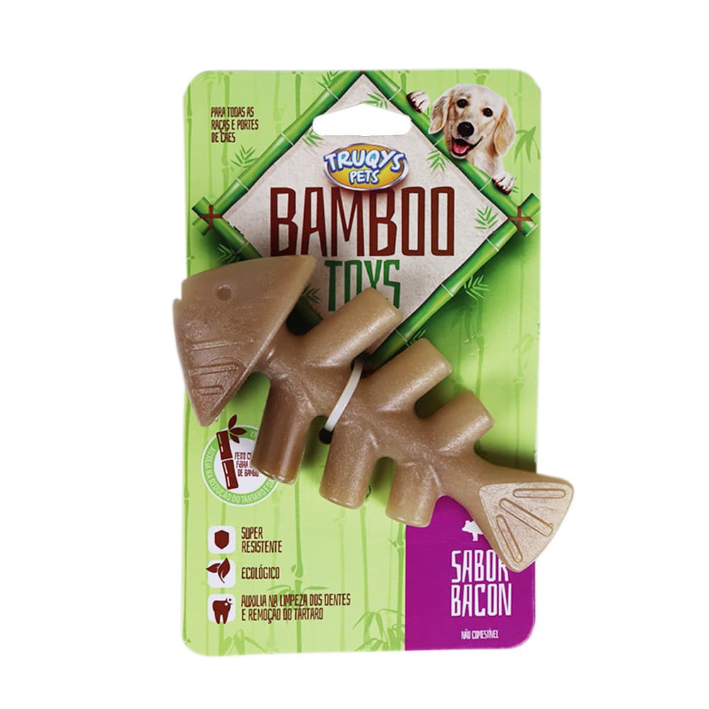 Osso Bamboo Toys Peixe Brinquedo Mordedor Com Aroma de Bacon Para Cachorros, Cães