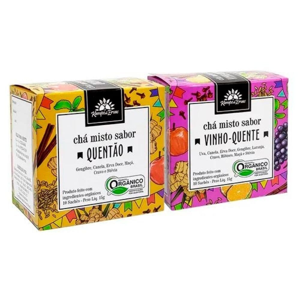 Vinho Quente e Quentão Orgânico 10 sachês cada sem álcool