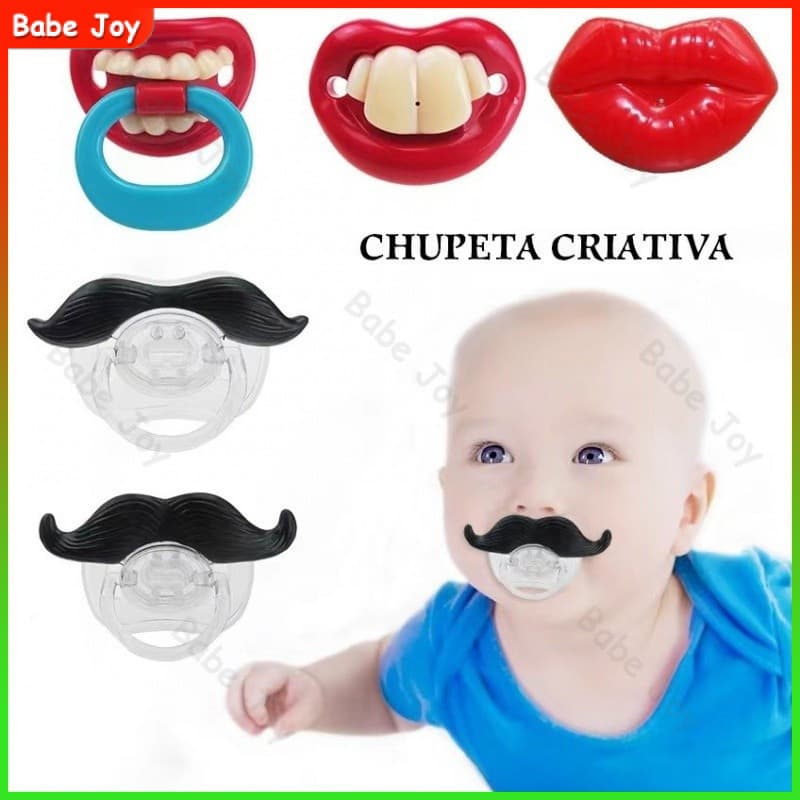 Bebe Silicone chupeta engraçada De Com Formato De Boca / Chupeta Para Dentes  Divertida Bigode