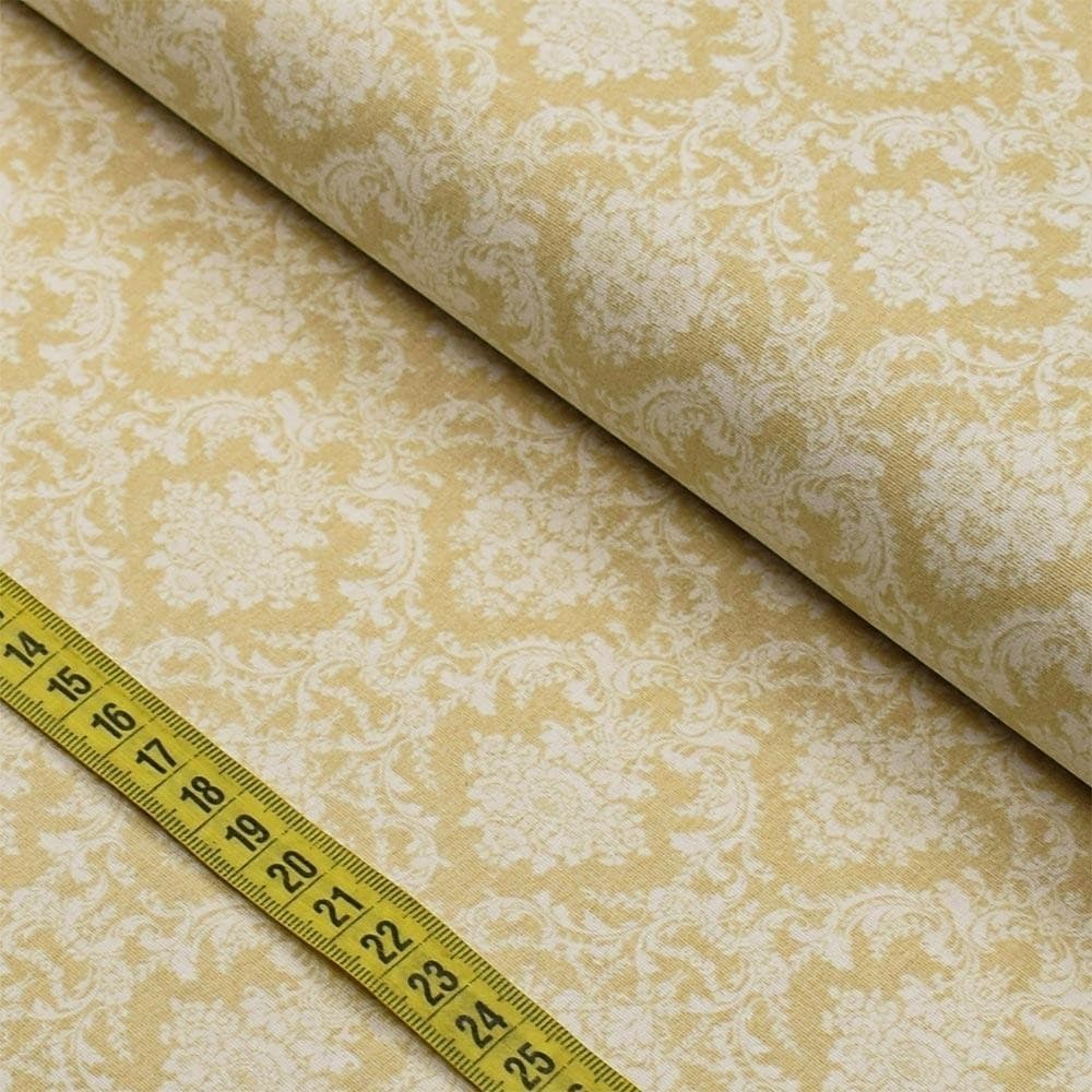 Tecido Estampado para Patchwork - Secret Garden : Millyta Vergara Arabesco Fundo Bege (0,50x1,40