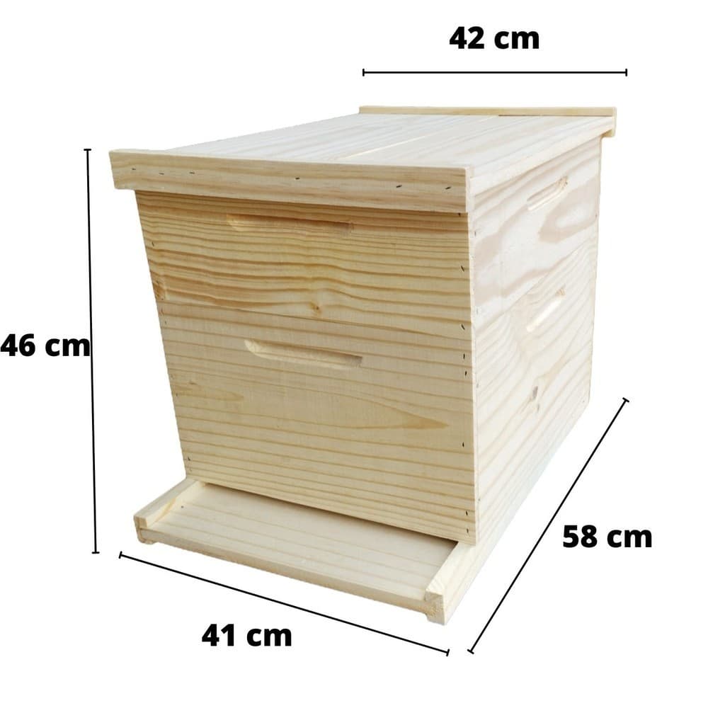 Colmeia Langstroth Completa - Caixa para Abelha Apis (Europa) com Quadros Aramados - Montada - Madervalia