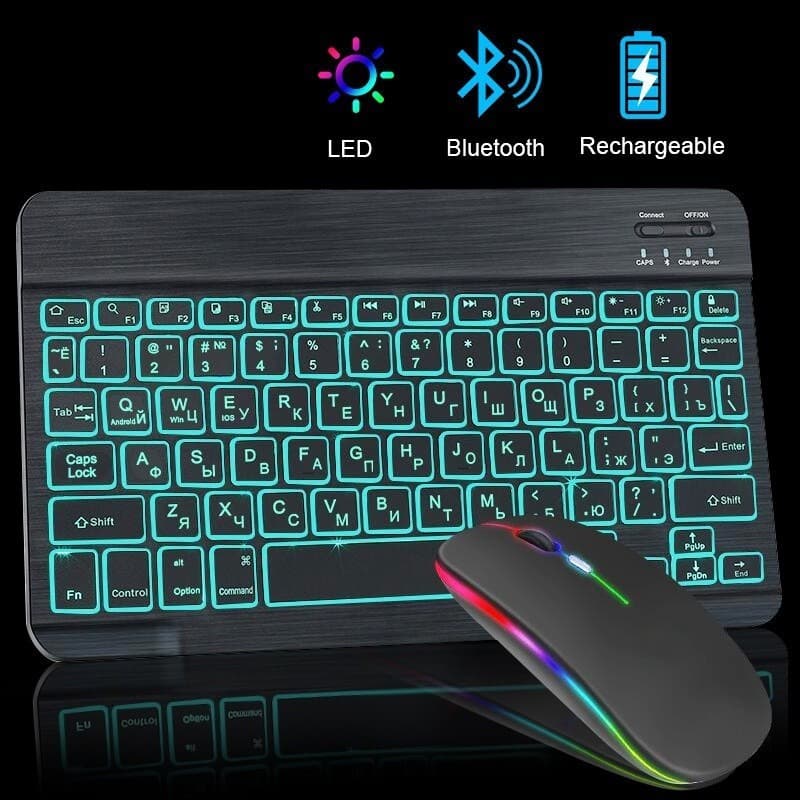 Bluetooth Mini Para Teclado De 10 Polegadas Retroiluminado Recarregável Sem Fio RGB