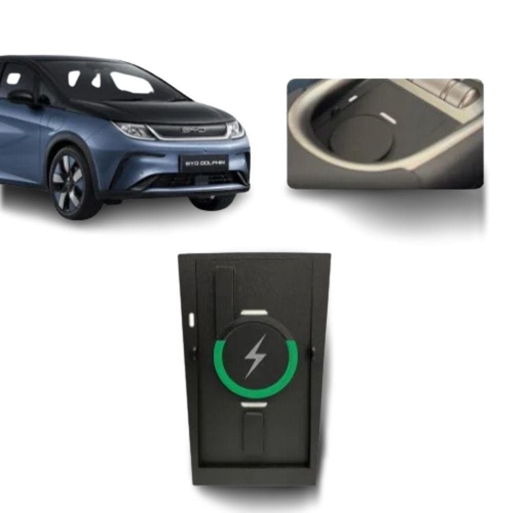 CARREGADOR VEICULAR SEM FIO PARA BYD DOLPHIN 2023 A 2024 PRETO