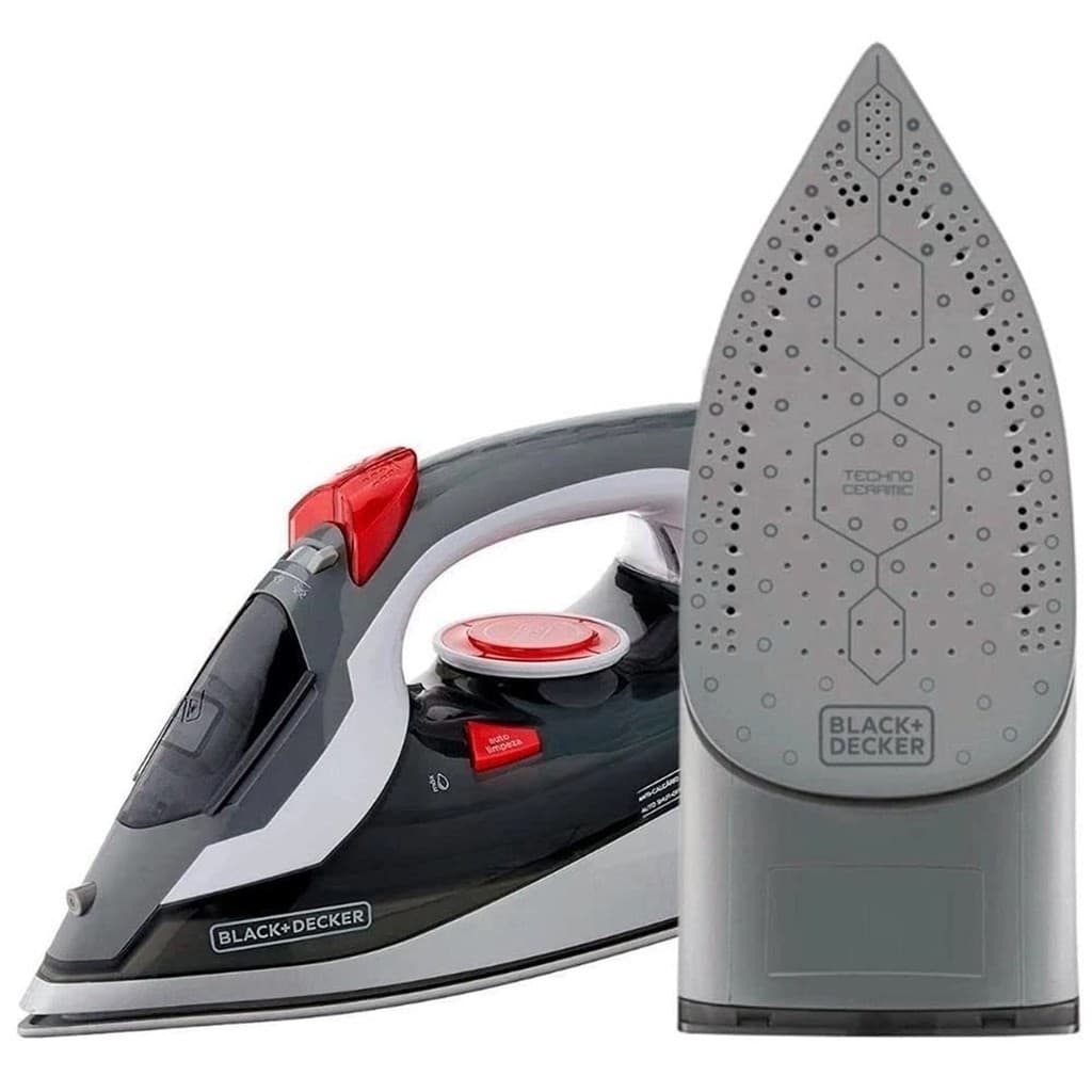 Ferro de Passar Roupa a Vapor Black+Decker Desligamento Automático Base Cerâmica Antiaderente