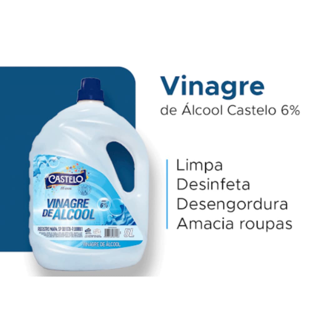 Vinagre de Alcool 6% Castelo Galão de 5 Litros